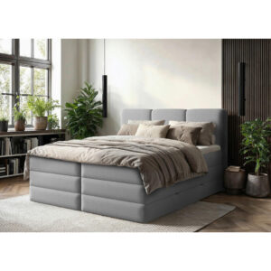 BOXSPRING BED 180 cm x 200 cm, hout, textiel, houtmateriaal grijs