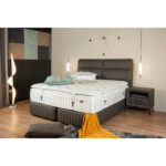 BOXSPRINGBED 180 cm x 200 cm, textiel, materiaal hout grijs thumbnail 2