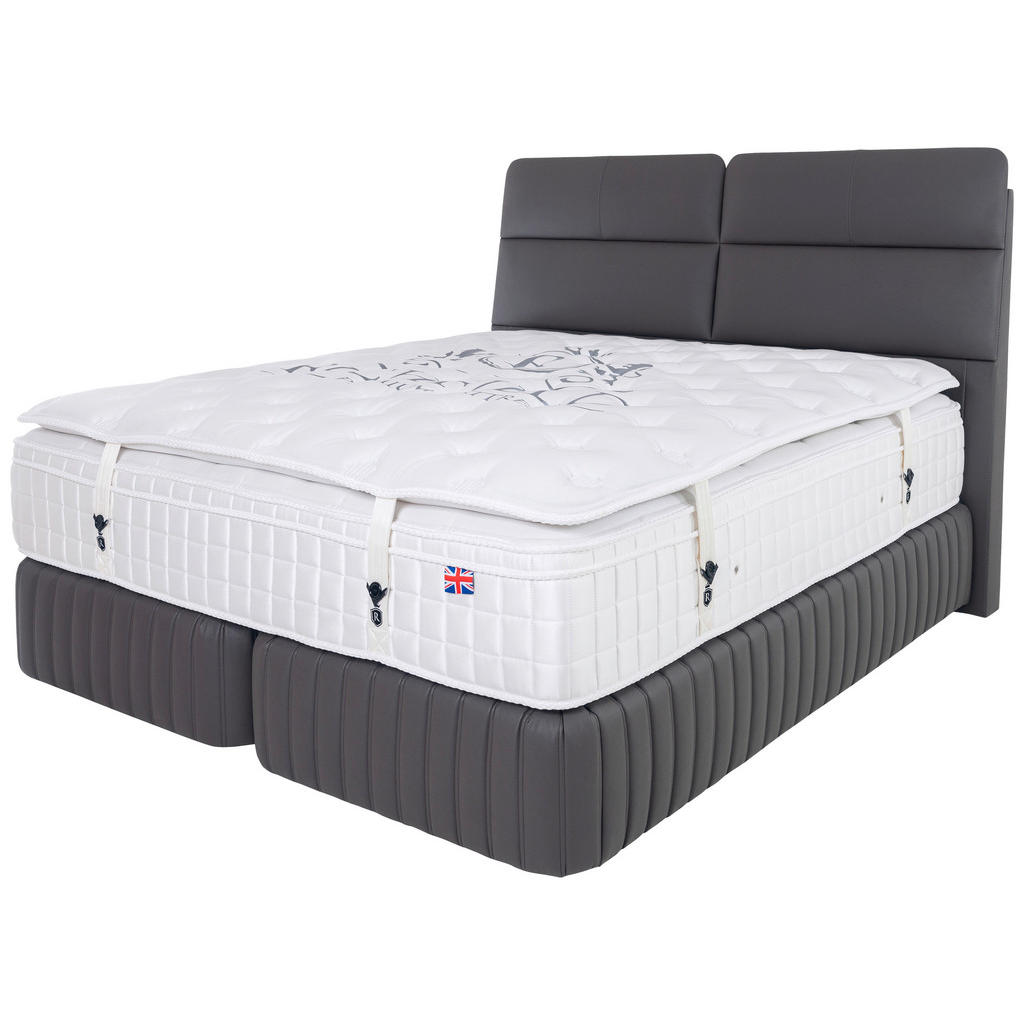 BOXSPRINGBED 180 cm x 200 cm, textiel, materiaal hout grijs