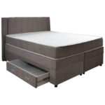 BOXSPRINGBED 140 cm x 200 cm, houtmateriaal, grijs textiel thumbnail 2