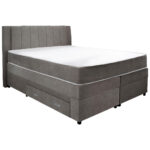 BOXSPRINGBED 160 cm x 200 cm, houtmateriaal, grijs textiel thumbnail 1