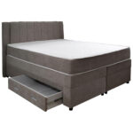 BOXSPRINGBED 160 cm x 200 cm, houtmateriaal, grijs textiel thumbnail 2