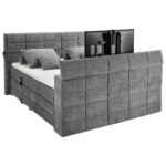 BOXSPRINGBED 180 cm x 200 cm, grijs textiel thumbnail 4