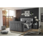 BOXSPRINGBED 180 cm x 200 cm, textiel, materiaal hout grijs thumbnail 1