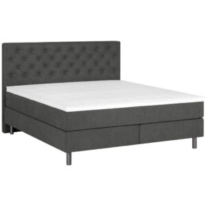 BOXSPRINGBED 180 cm x 200 cm, textiel antraciet