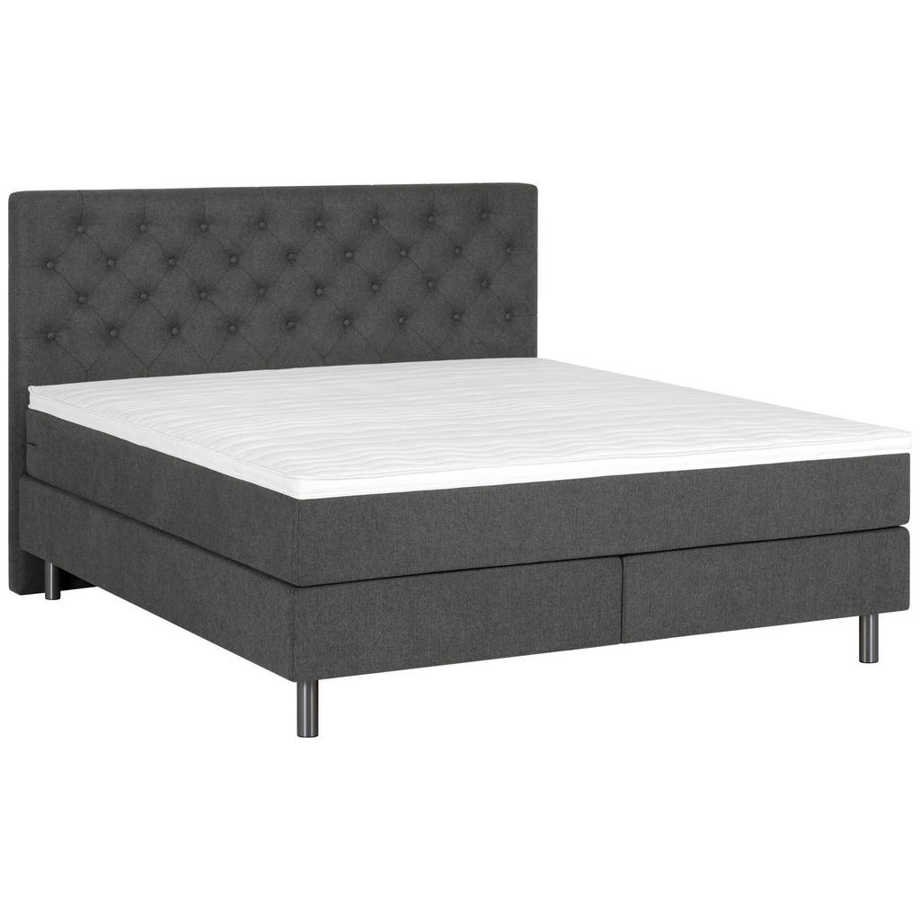BOXSPRINGBED 180 cm x 200 cm, textiel antraciet