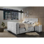 BOXSPRINGBED 180 cm x 200 cm, zilverkleurig textiel thumbnail 2