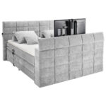 BOXSPRINGBED 180 cm x 200 cm, zilverkleurig textiel thumbnail 5