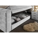 BOXSPRINGBED 180 cm x 200 cm, zilverkleurig textiel thumbnail 3