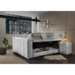 BOXSPRINGBED 180 cm x 200 cm, zilverkleurig textiel thumbnail 6