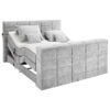 BOXSPRINGBED 180 cm x 200 cm, zilverkleurig textiel