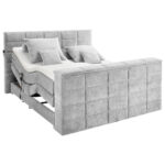 BOXSPRINGBED 180 cm x 200 cm, zilverkleurig textiel thumbnail 1