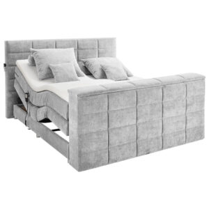 BOXSPRINGBED 180 cm x 200 cm, zilverkleurig textiel