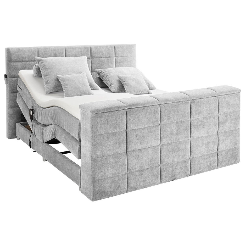 BOXSPRINGBED 180 cm x 200 cm, zilverkleurig textiel