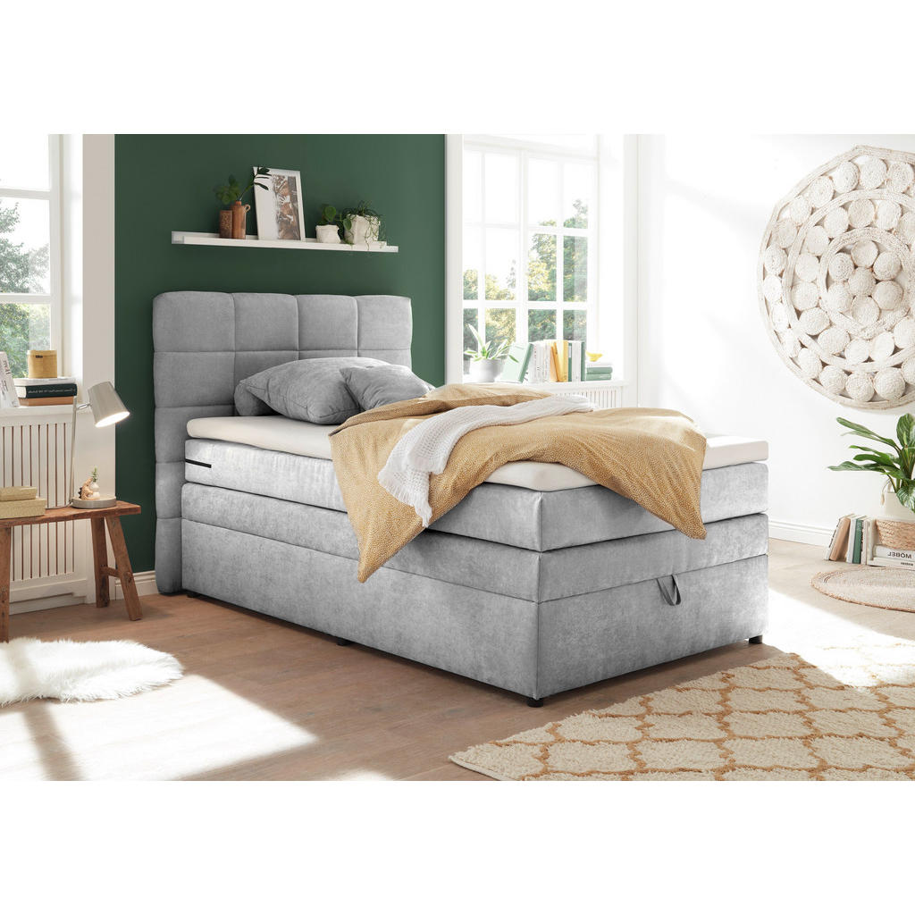 BOXSPRINGBED 120 cm x 200 cm, zilverkleur