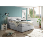 BOXSPRINGBED 180 cm x 200 cm, zilverkleurig textiel thumbnail 1