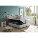 BOXSPRINGBED 180 cm x 200 cm, zilverkleurig textiel thumbnail 6