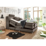 BOXSPRINGBED 120 cm x 200 cm, textiel, bruin houten materiaal thumbnail 2