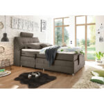 BOXSPRINGBED 120 cm x 200 cm, textiel, bruin houten materiaal thumbnail 3