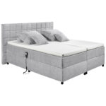 BOXSPRINGBED 180 cm x 200 cm, textiel, lichtgrijs houtmateriaal thumbnail 2