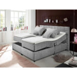 BOXSPRINGBED 180 cm x 200 cm, textiel, lichtgrijs houtmateriaal thumbnail 1