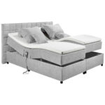 BOXSPRINGBED 180 cm x 200 cm, textiel, lichtgrijs houtmateriaal thumbnail 4
