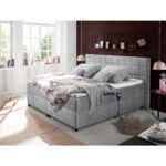 BOXSPRINGBED 180 cm x 200 cm, textiel, lichtgrijs houtmateriaal thumbnail 5
