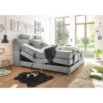 BOXSPRINGBED 180 cm x 200 cm, textiel, lichtgrijs houtmateriaal thumbnail 2