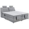 BOXSPRINGBED 180 cm x 200 cm, textiel, lichtgrijs houtmateriaal