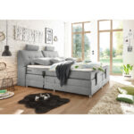 BOXSPRINGBED 180 cm x 200 cm, textiel, lichtgrijs houtmateriaal thumbnail 3