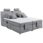BOXSPRINGBED 180 cm x 200 cm, textiel, lichtgrijs houtmateriaal thumbnail 5