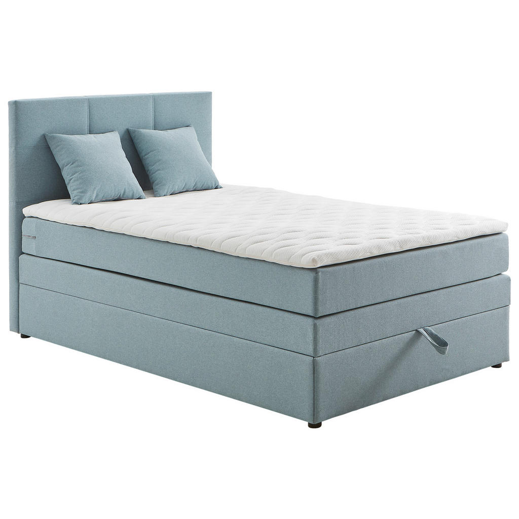 BOXSPRINGBED 90 cm x 200 cm, textiel lichtblauw