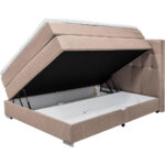 BOXSPRINGBED 140 cm x 200 cm, lichtbruin textiel thumbnail 3