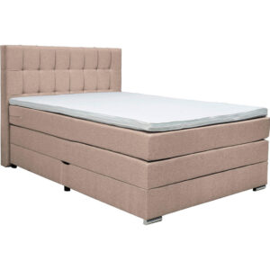 BOXSPRINGBED 140 cm x 200 cm, lichtbruin textiel