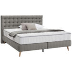 BOXSPRINGBED 180 cm x 200 cm, lichtgrijs textiel thumbnail 1