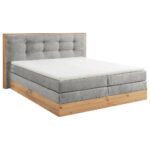 BOXSPRING BED 180 cm x 200 cm, hout, textiel, houtmateriaal lichtgrijs thumbnail 3