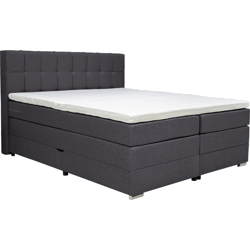 BOXSPRINGBED 160 cm x 200 cm, donkergrijs textiel