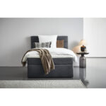 BOXSPRINGBED 100 cm x 200 cm, donkergrijs textiel thumbnail 2