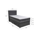 BOXSPRING BED 90 cm x 200 cm, hout, textiel, houtmateriaal donkergrijs thumbnail 3