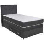 BOXSPRING BED 90 cm x 200 cm, hout, textiel, houtmateriaal donkergrijs thumbnail 1