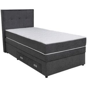 BOXSPRING BED 90 cm x 200 cm, hout, textiel, houtmateriaal donkergrijs