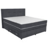BOXSPRING BED 180 cm x 200 cm, houtmateriaal, textiel, donkergrijs hout