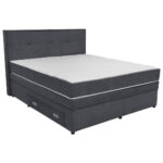 BOXSPRING BED 180 cm x 200 cm, houtmateriaal, textiel, donkergrijs hout thumbnail 1