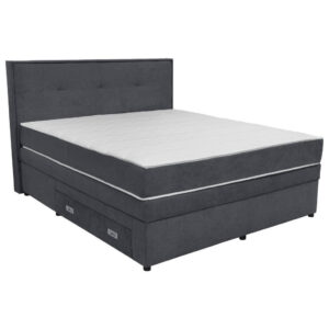 BOXSPRING BED 180 cm x 200 cm, houtmateriaal, textiel, donkergrijs hout