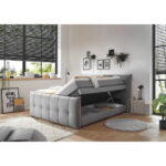 BOXSPRING BED 160 cm x 200 cm, textiel, materiaal hout donkergrijs thumbnail 3