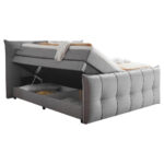 BOXSPRING BED 160 cm x 200 cm, textiel, materiaal hout donkergrijs thumbnail 4