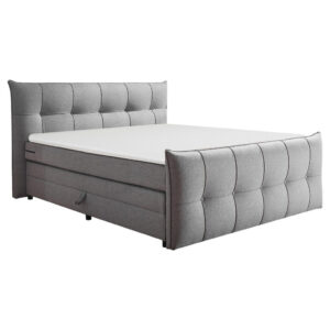 BOXSPRING BED 160 cm x 200 cm, textiel, materiaal hout donkergrijs