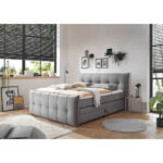 BOXSPRING BED 160 cm x 200 cm, textiel, materiaal hout donkergrijs thumbnail 2