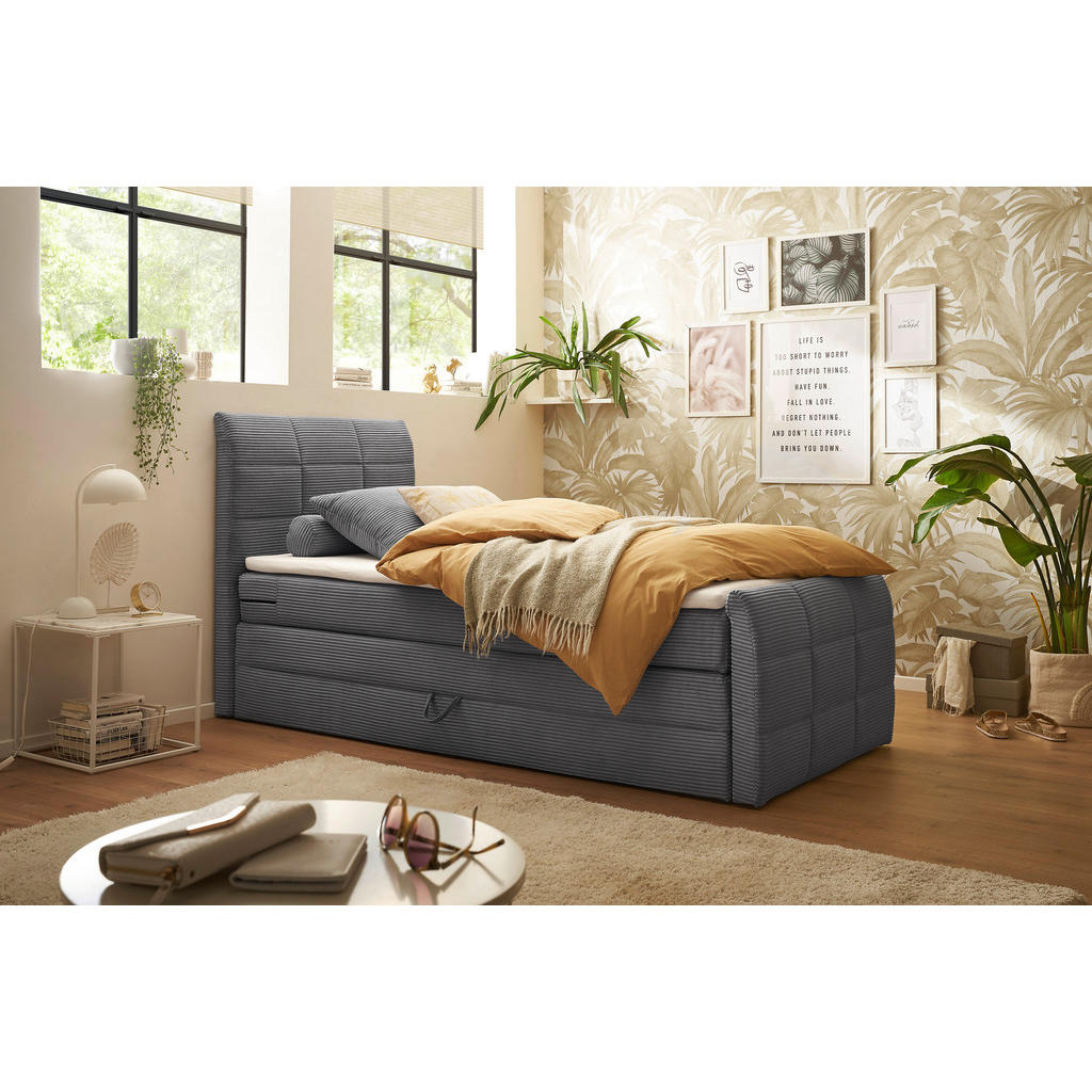 BEDBOXSPRING x , textiel, materiaal hout donkergrijs