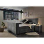 BOXSPRINGBED 180 cm x 200 cm, donkergrijs textiel thumbnail 2